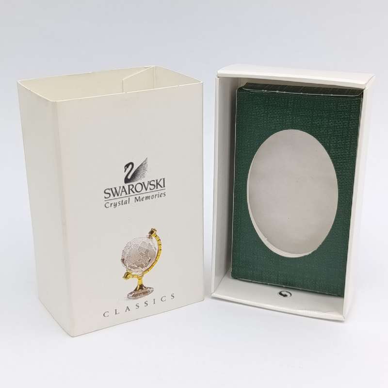 Swarovski crystal memories world globe ornament in box - small chip in South America