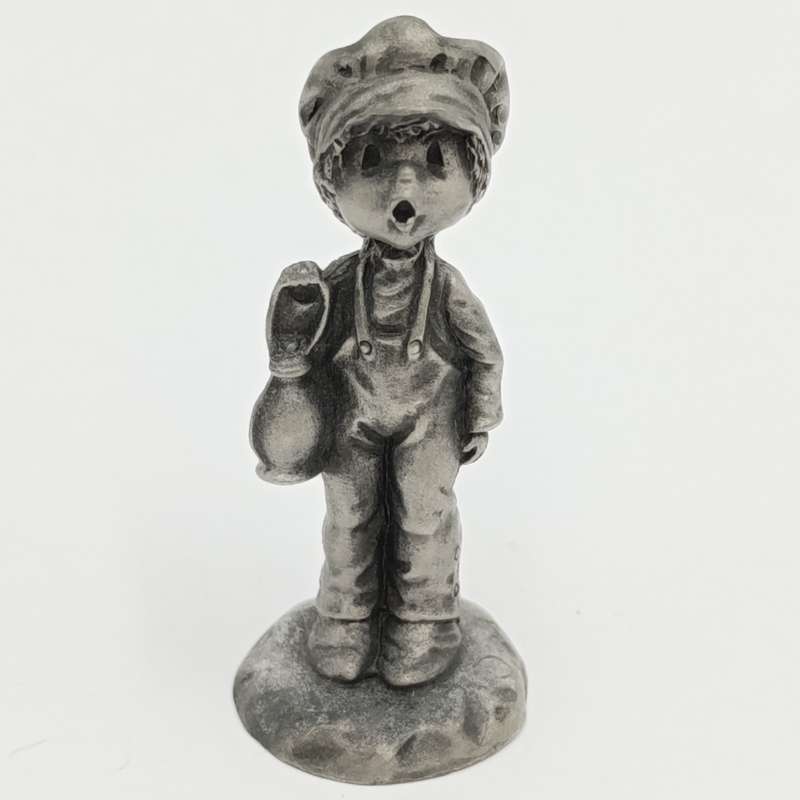 Vintage Little Gallery fine pewter Christmas carols boy and girl