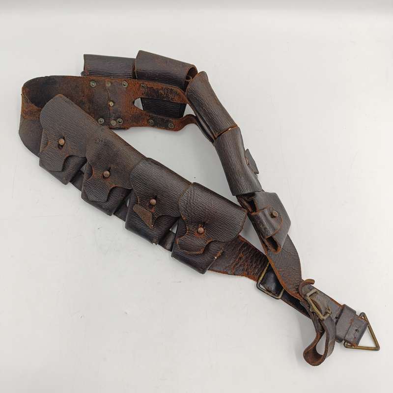 WWI Pattern 1903 MR2 leather ammo bandolier for 90 rounds - 5 and 4 pouches