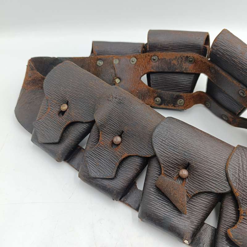 WWI Pattern 1903 MR2 leather ammo bandolier for 90 rounds - 5 and 4 pouches