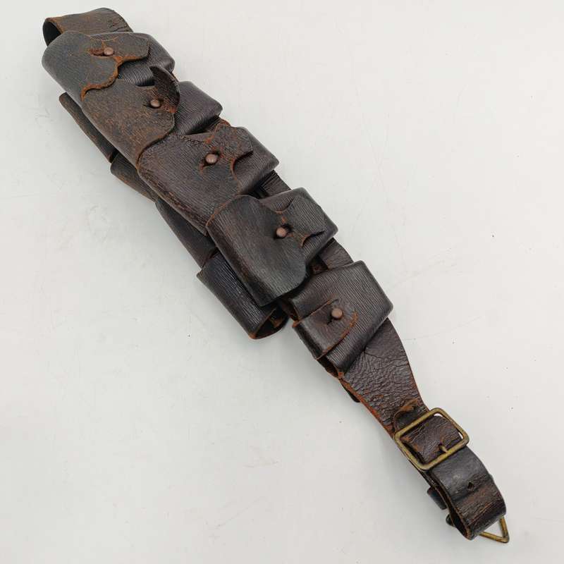 WWI Pattern 1903 MR2 leather ammo bandolier for 90 rounds - 5 and 4 pouches