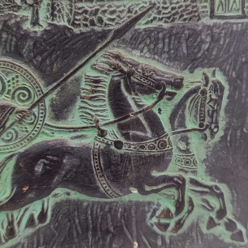 Vintage ceramic wall plaque depicting the "Triumph of Achilles" - made in Greece