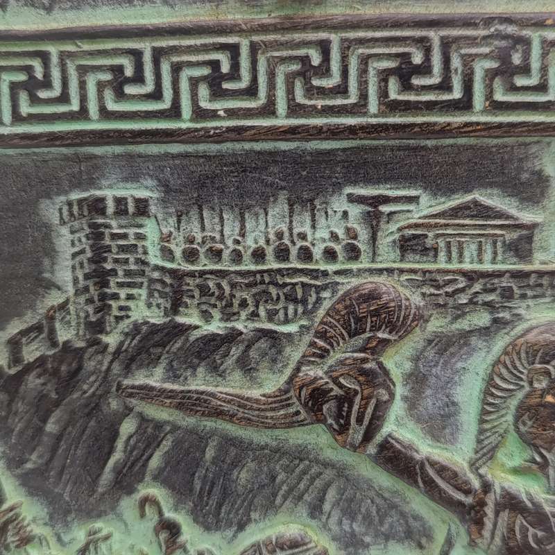 Vintage ceramic wall plaque depicting the "Triumph of Achilles" - made in Greece