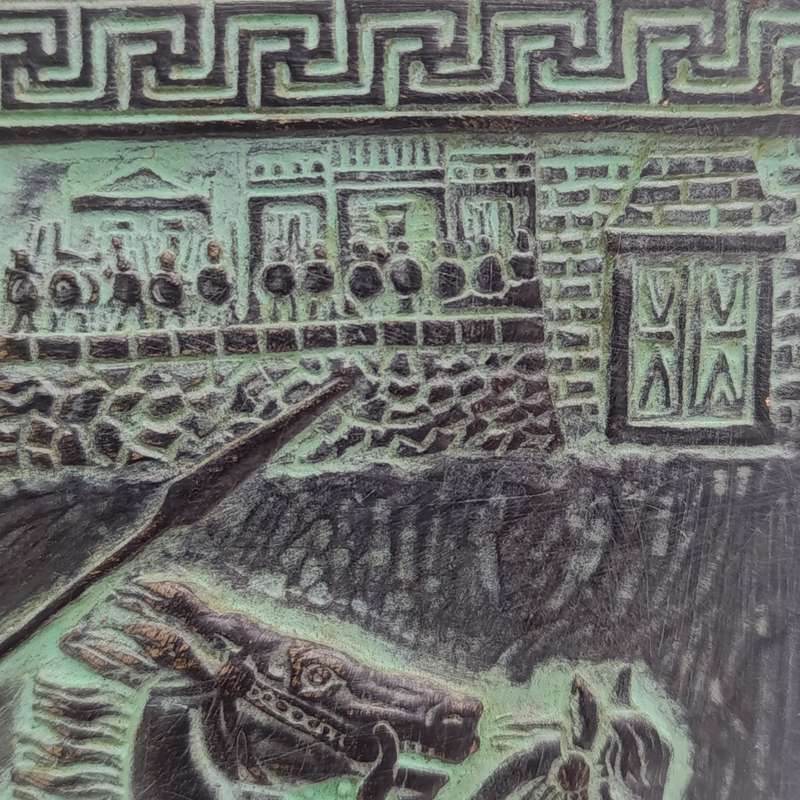 Vintage ceramic wall plaque depicting the "Triumph of Achilles" - made in Greece