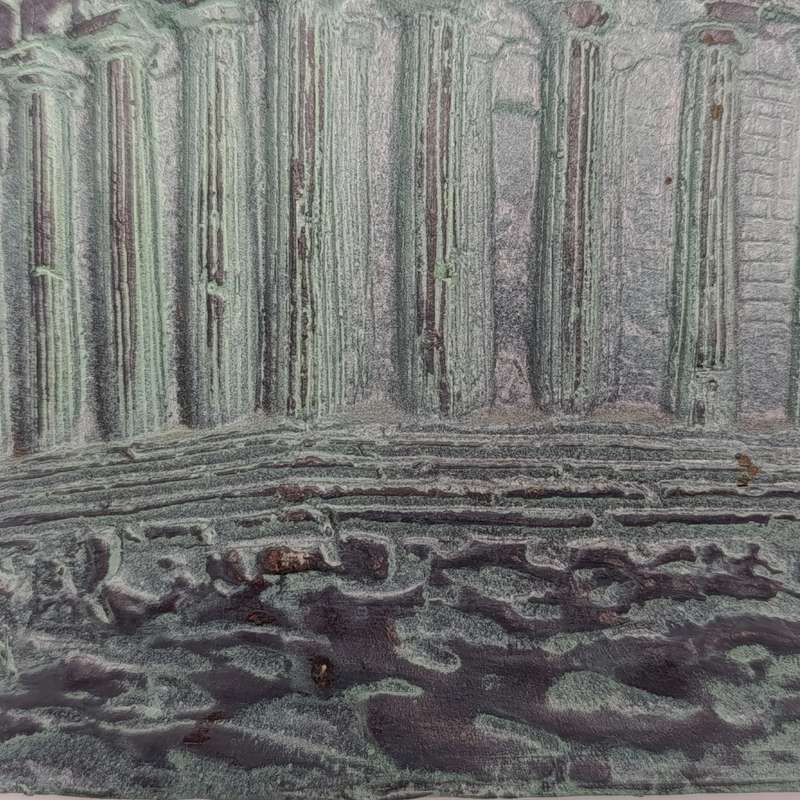Vintage ceramic wall plaque depicting the "Temple of Athena" - made in Greece