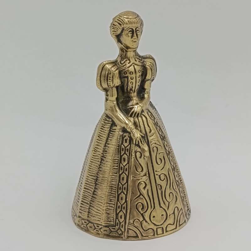 Vintage Brass Bell Lady with dress