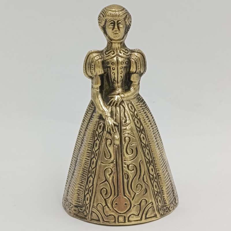 Vintage Brass Bell Lady with dress
