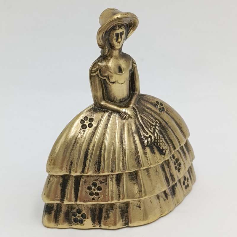 Vintage Brass Lady with dress bell