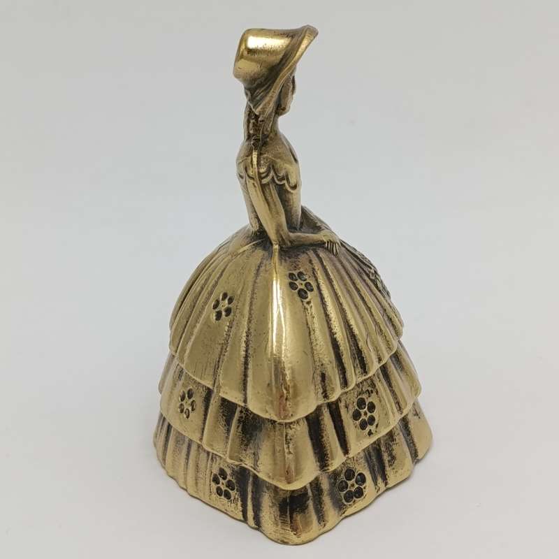 Vintage Brass Lady with dress bell