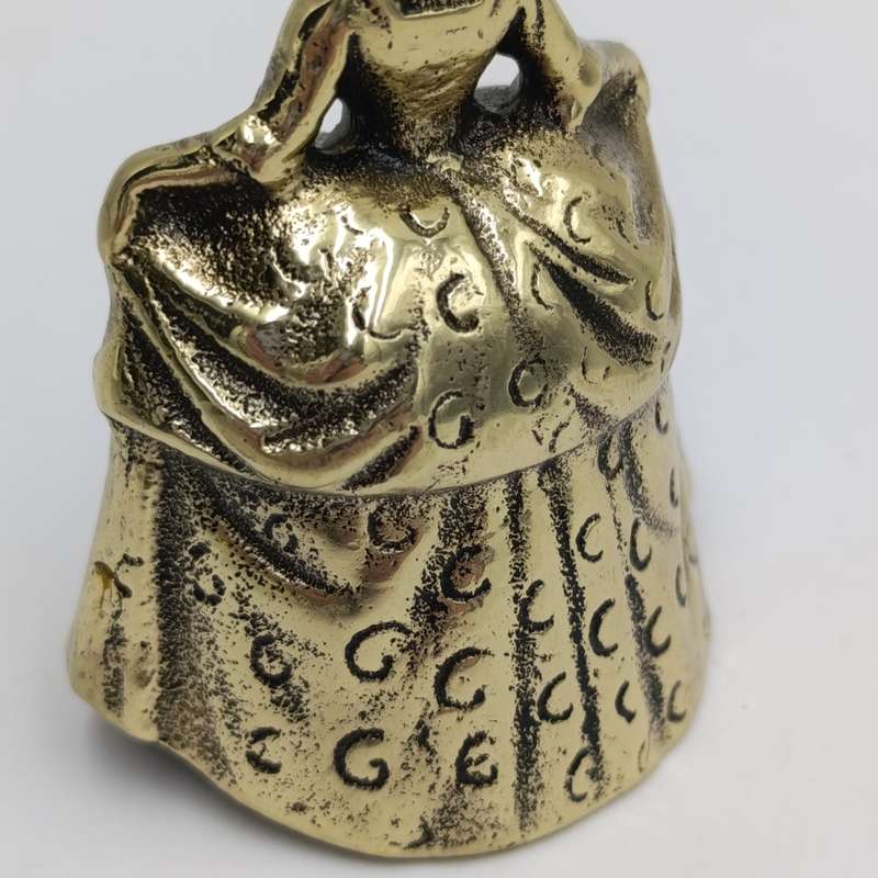 Vintage Brass Lady with dress bell