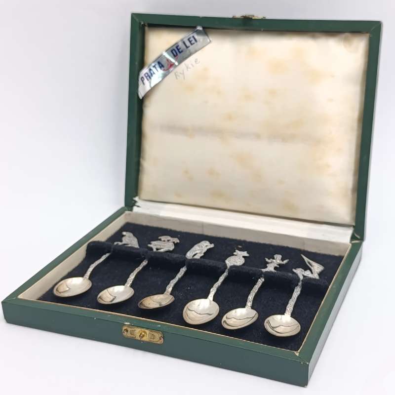 Set of 6 vintage 835 Brasilian silver coffee spoons - weighs 28,7 grams