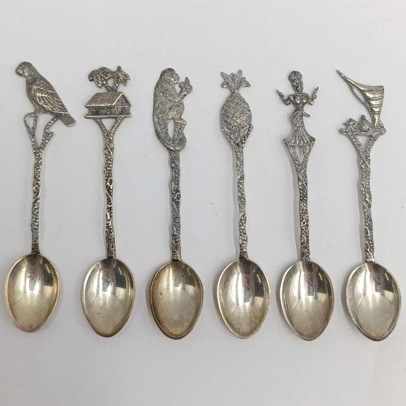 Set of 6 vintage 835 Brasilian silver coffee spoons - weighs 28,7 grams
