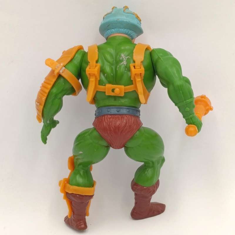 Vintage Masters of the Universe Man-at-Arms figurine with weapons and accessories