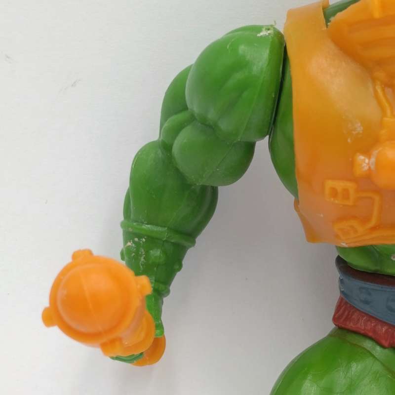 Vintage Masters of the Universe Man-at-Arms figurine with weapons and accessories