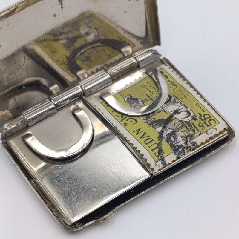 Vintage nickleplated stamp holder case