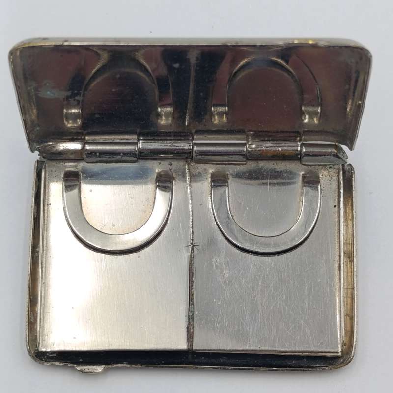 Vintage nickleplated stamp holder case