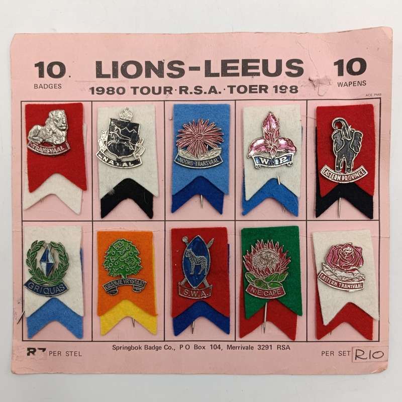 Full set of 1980 Lions Rugby tour lapel pin badges
