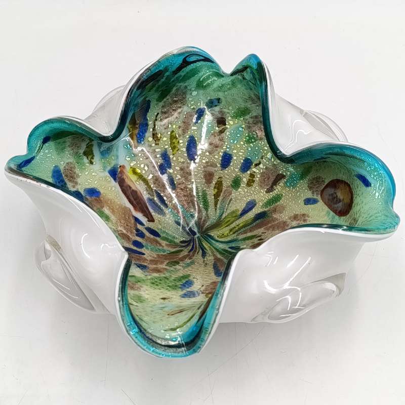 Beautiful Murano glass multi-color Tutti Frutti Sweets dish