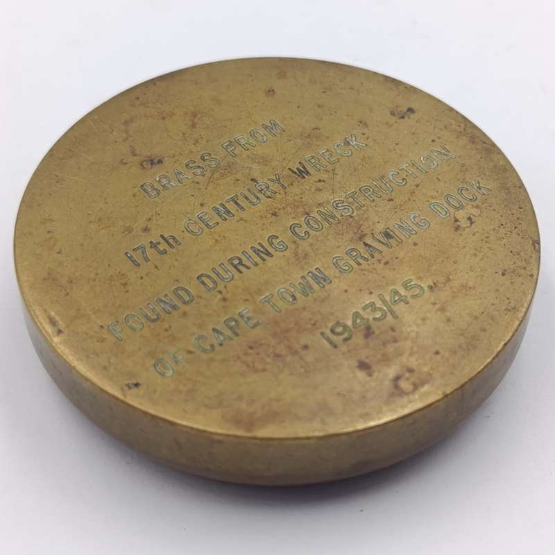 Piece of brass from 17th Century Wreck found during construction of Cape Town Graving dock 1943/45