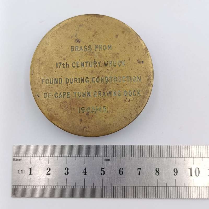 Piece of brass from 17th Century Wreck found during construction of Cape Town Graving dock 1943/45