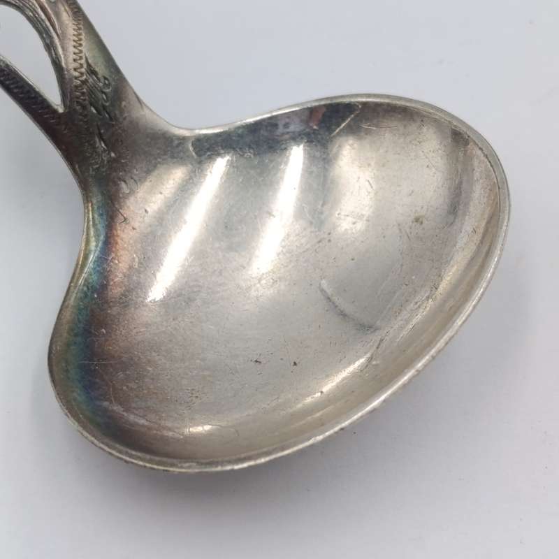 Antique Scottish silverplated tea caddy spoon with thistle design