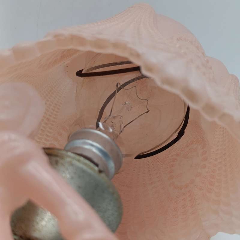 Antique Art Deco dancing lady pink glass boudoir lamp