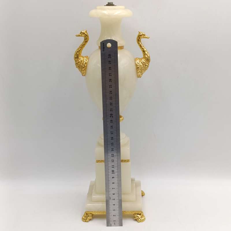 Pair of vintage Alabaster lamps - no fittings - beautiful pieces - Height 38cm