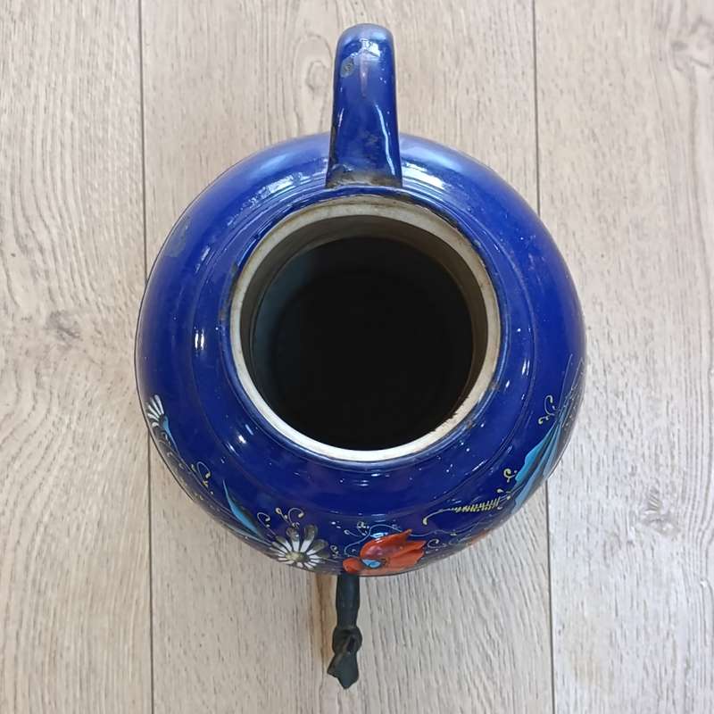 Vintage Enamel Samovar with beautiful hand painted flowers