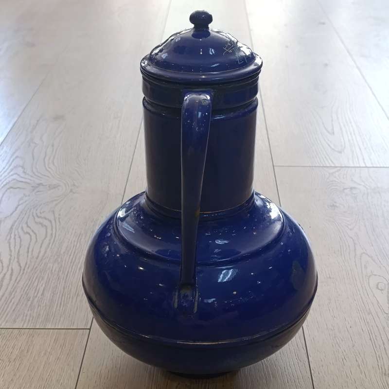 Vintage Enamel Samovar with beautiful hand painted flowers