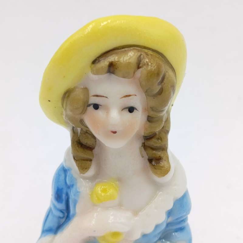 Antique Porcelain Lady Pin Cushion Top Half doll