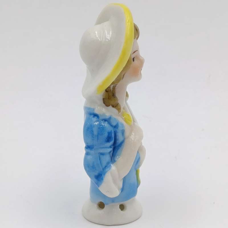 Antique Porcelain Lady Pin Cushion Top Half doll