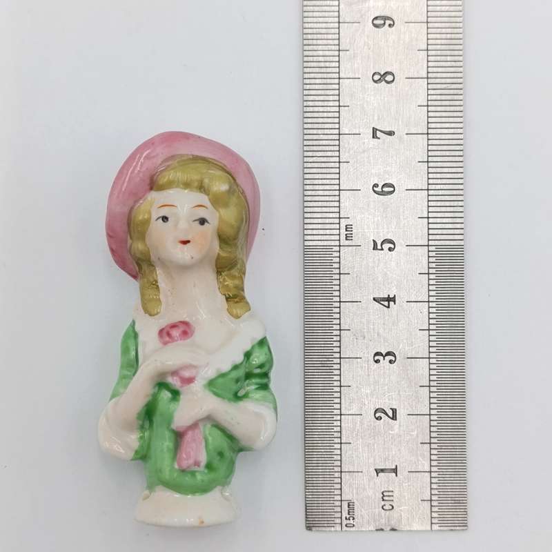 Antique Porcelain Lady Pin Cushion Top Half doll
