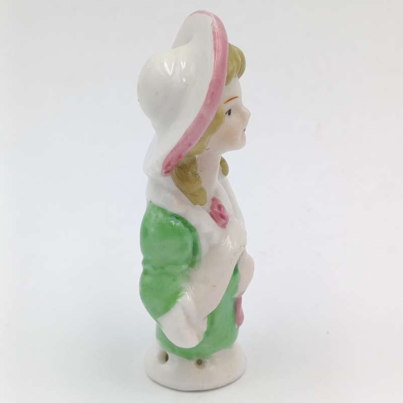 Antique Porcelain Lady Pin Cushion Top Half doll