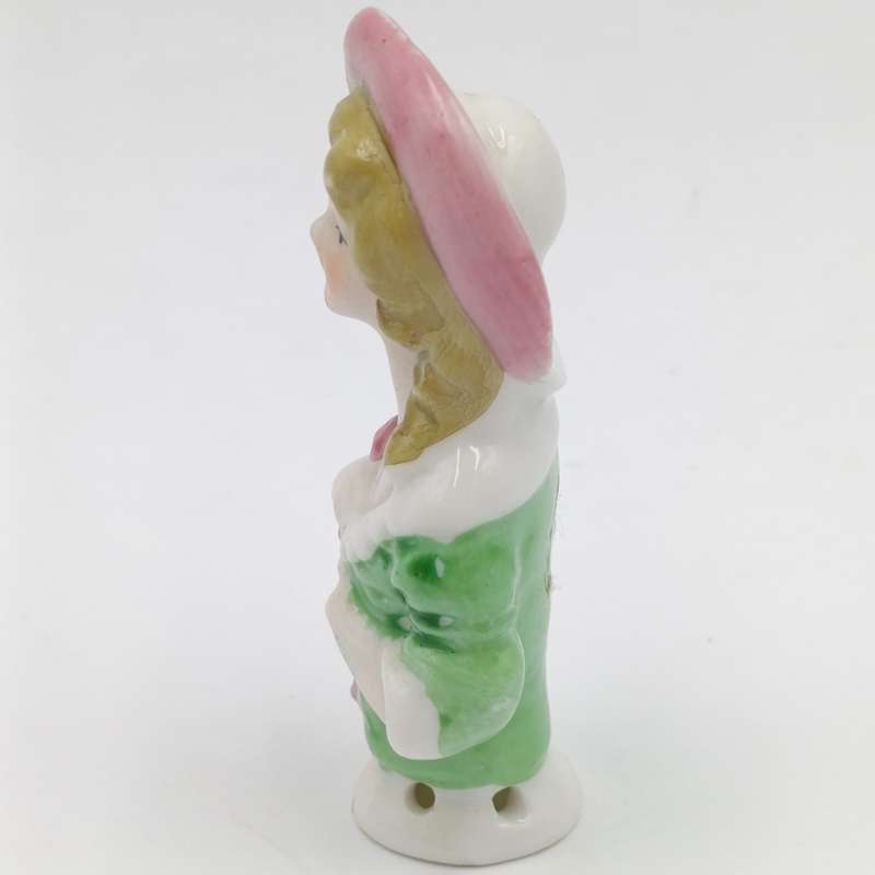 Antique Porcelain Lady Pin Cushion Top Half doll