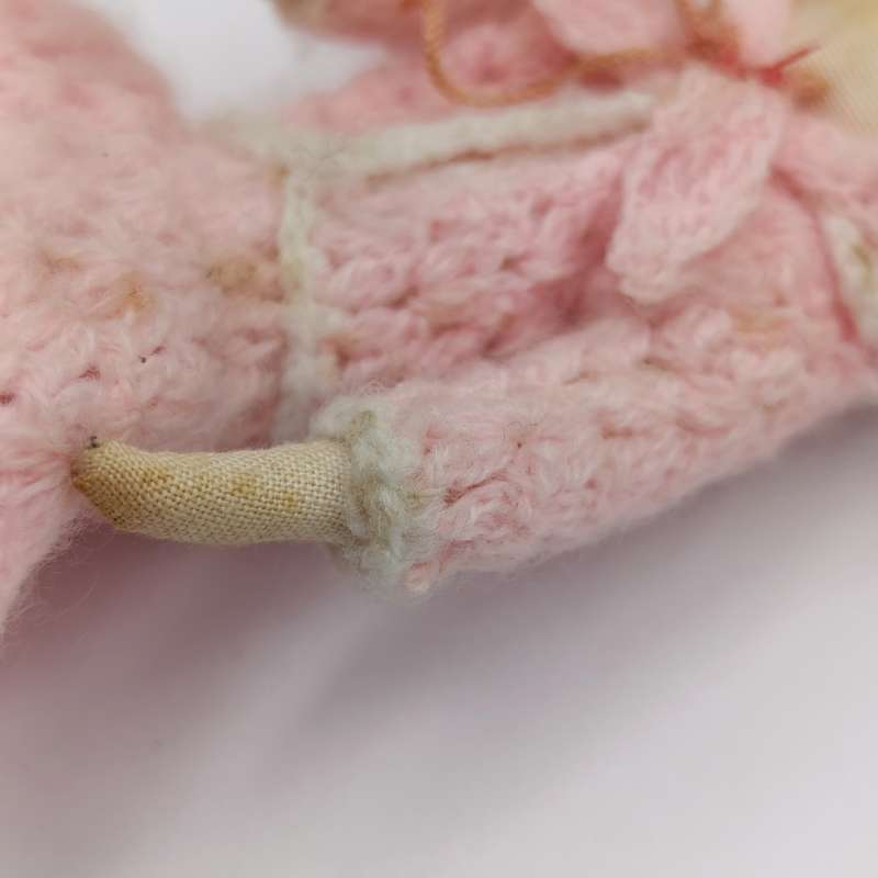 Vintage Japan Crochet Knitted doll, handmade miniature Dollhouse doll