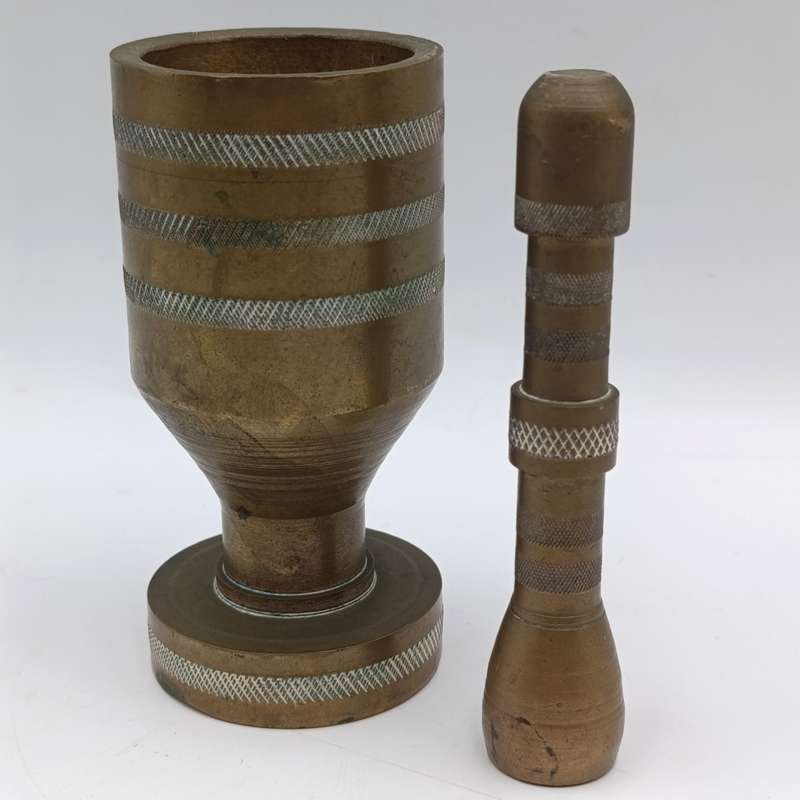 Vintage solid brass handmade mortar and pestle
