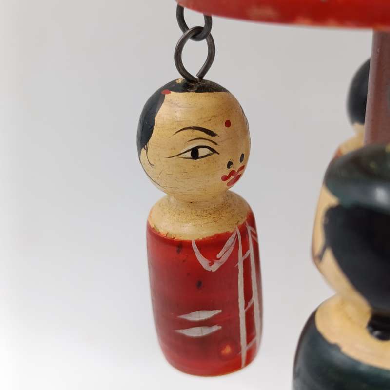 Vintage Japanese wooden spinning swing toy