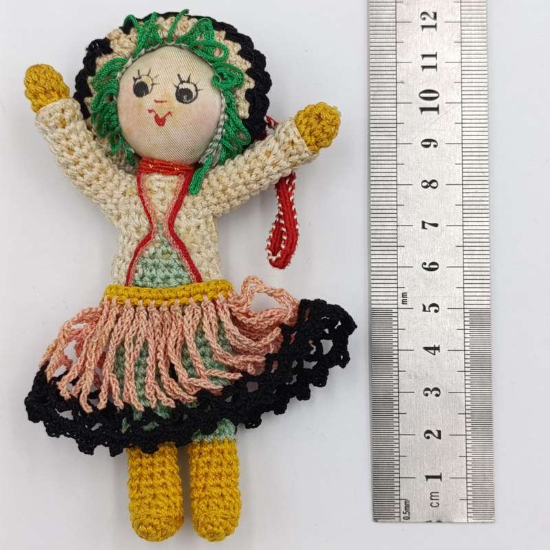 Vintage Japan Crochet Knitted doll - handmade - Dollhouse doll