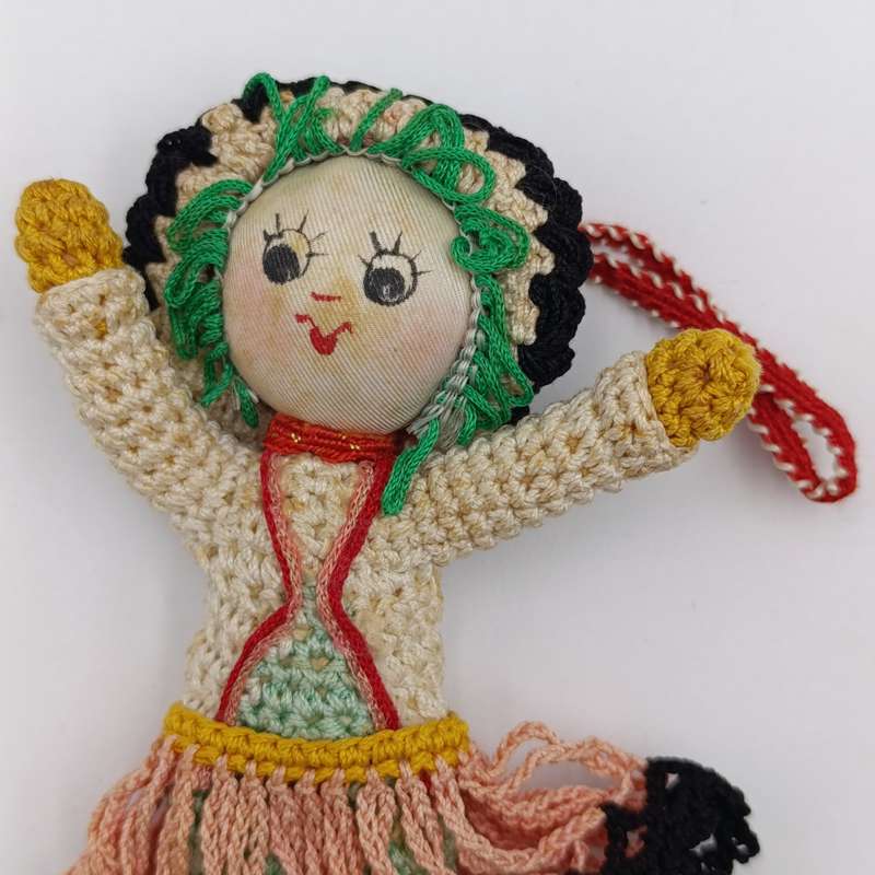Vintage Japan Crochet Knitted doll - handmade - Dollhouse doll