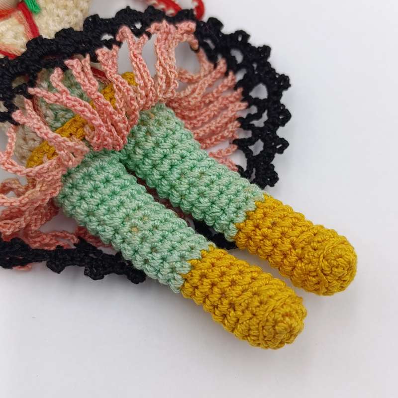 Vintage Japan Crochet Knitted doll - handmade - Dollhouse doll