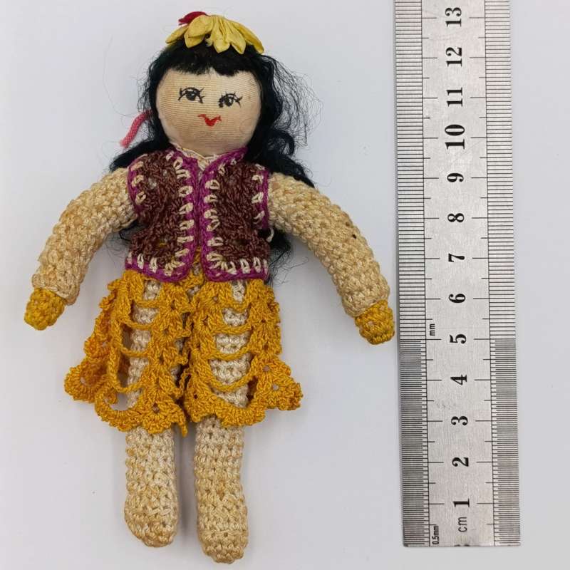 Vintage Japan Crochet Knitted doll, handmade miniature Dollhouse doll