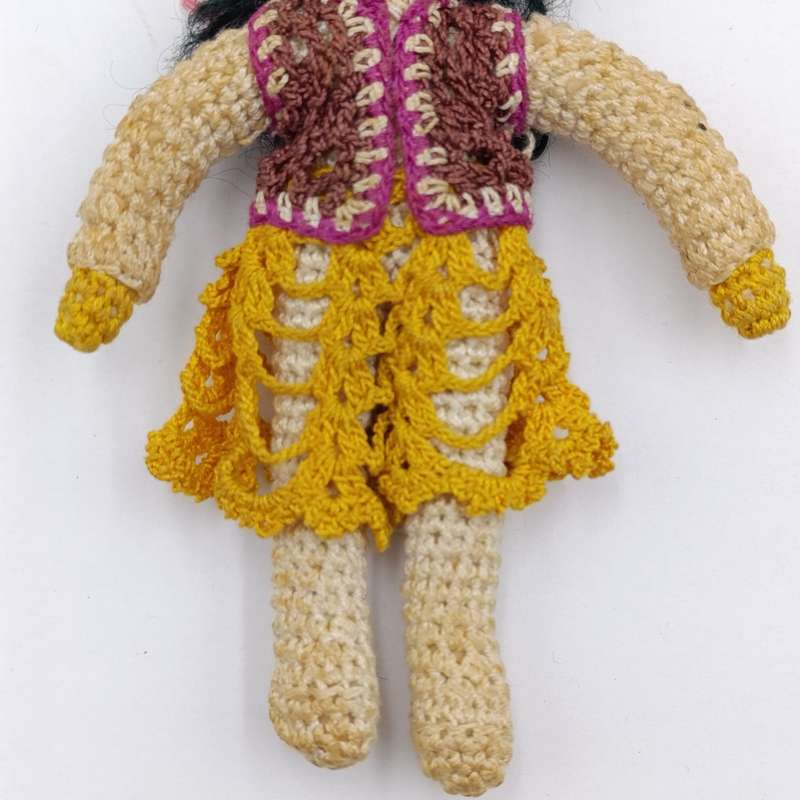 Vintage Japan Crochet Knitted doll, handmade miniature Dollhouse doll