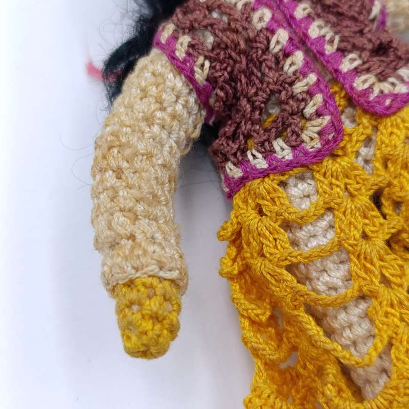 Vintage Japan Crochet Knitted doll, handmade miniature Dollhouse doll