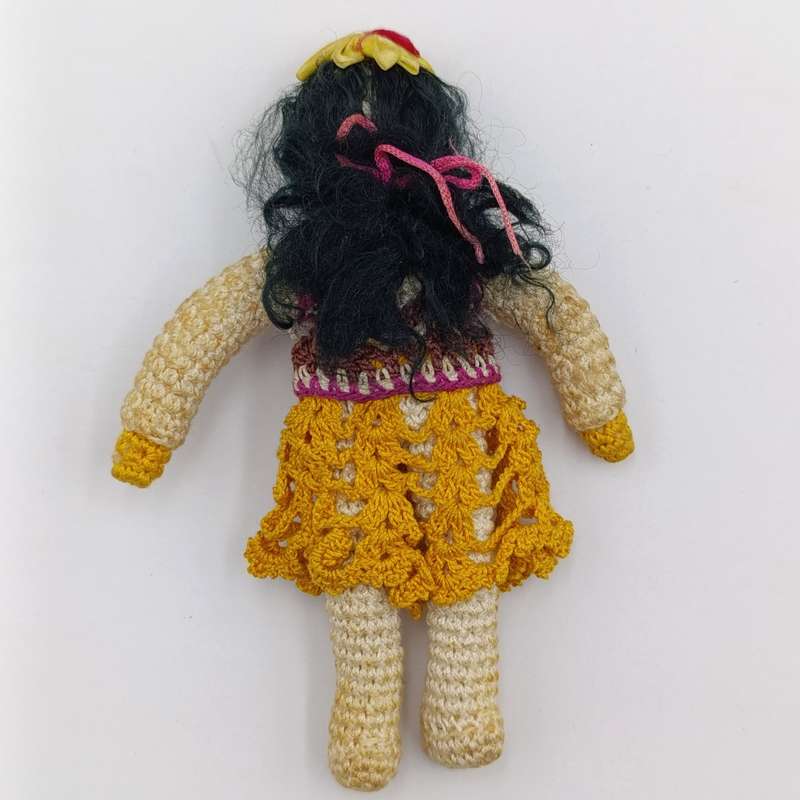 Vintage Japan Crochet Knitted doll, handmade miniature Dollhouse doll