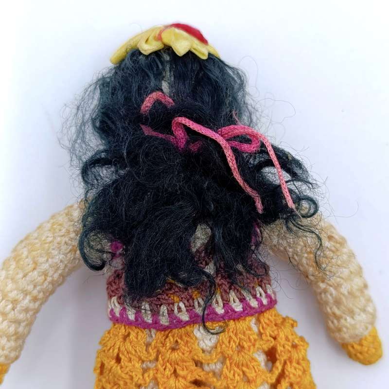 Vintage Japan Crochet Knitted doll, handmade miniature Dollhouse doll