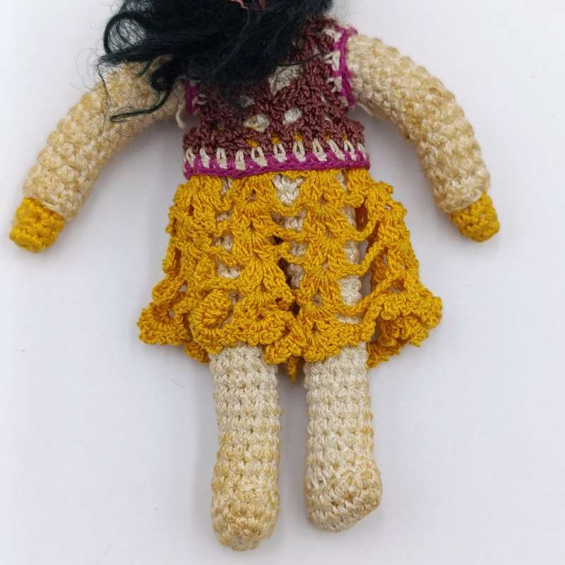 Vintage Japan Crochet Knitted doll, handmade miniature Dollhouse doll
