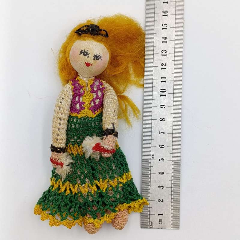 Vintage Japan Crochet Knitted doll, handmade Dollhouse doll