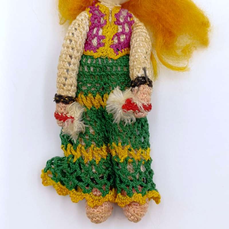 Vintage Japan Crochet Knitted doll, handmade Dollhouse doll