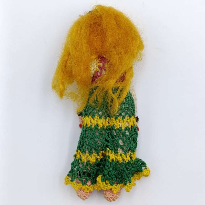 Vintage Japan Crochet Knitted doll, handmade Dollhouse doll