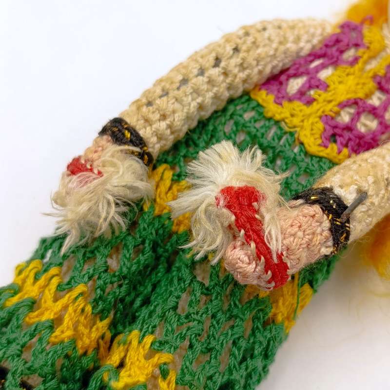 Vintage Japan Crochet Knitted doll, handmade Dollhouse doll